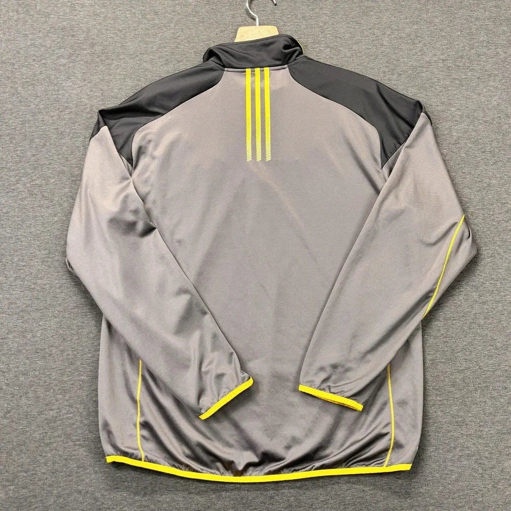 Adidas‎ Climalite Quarter Zip Pullover Mens XL Gray Yellow Running Athletic Top